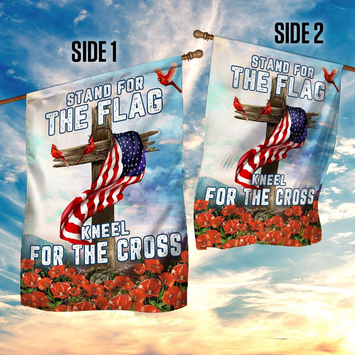 Cardinal Christian Cross American Flag | Garden Flag | Double Sided House Flag - GIFTCUSTOM