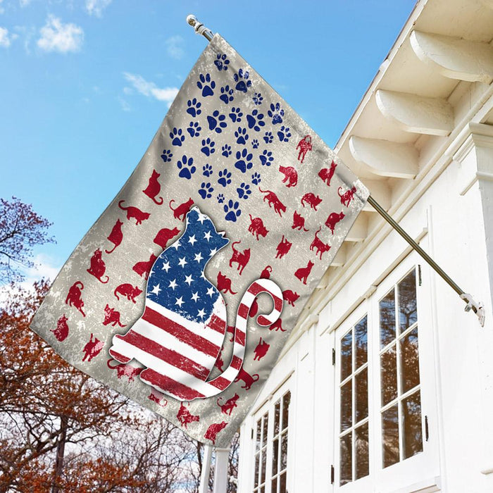 Cat American US Flag | Garden Flag | Double Sided House Flag - GIFTCUSTOM