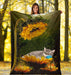 Cat sunflower premium blanket - GIFTCUSTOM