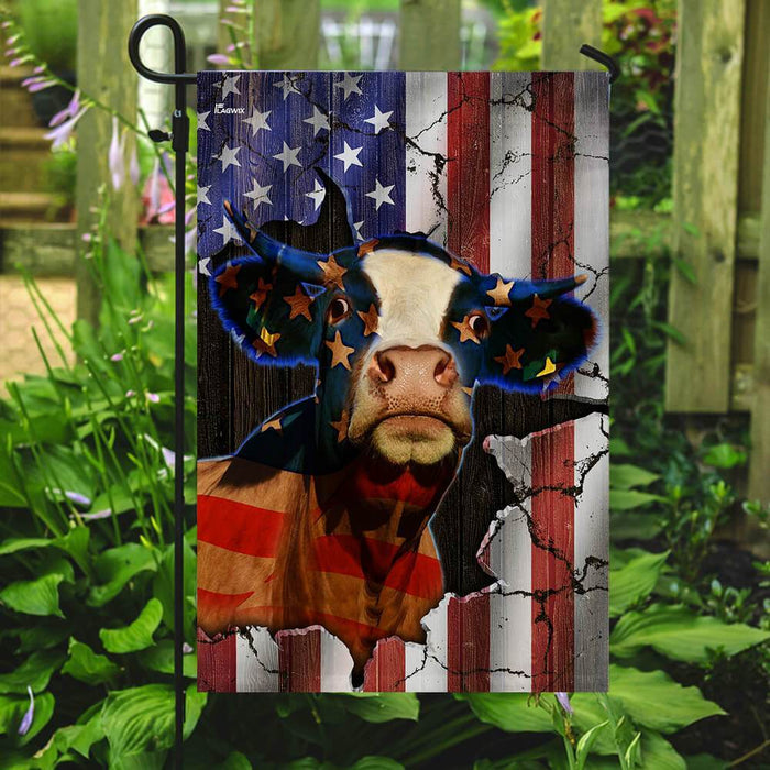 Cattle American Flag | Garden Flag | Double Sided House Flag - GIFTCUSTOM