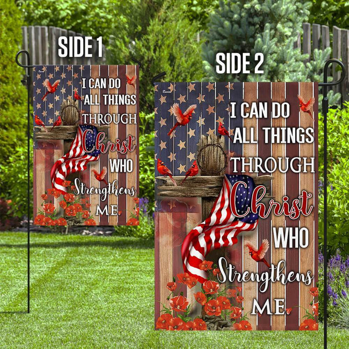 Christ Who Strengthens Me Flag | Garden Flag | Double Sided House Flag - GIFTCUSTOM