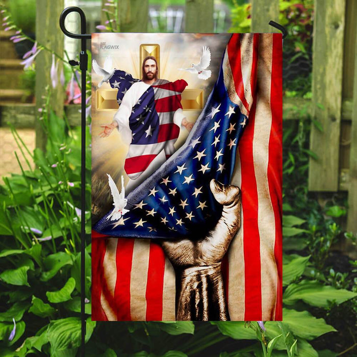 Christian Cross. God Bless America Flag | Garden Flag | Double Sided House Flag - GIFTCUSTOM