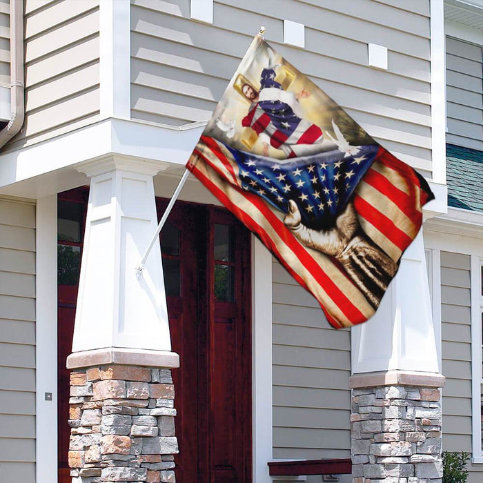 Christian Cross. God Bless America Flag | Garden Flag | Double Sided House Flag - GIFTCUSTOM