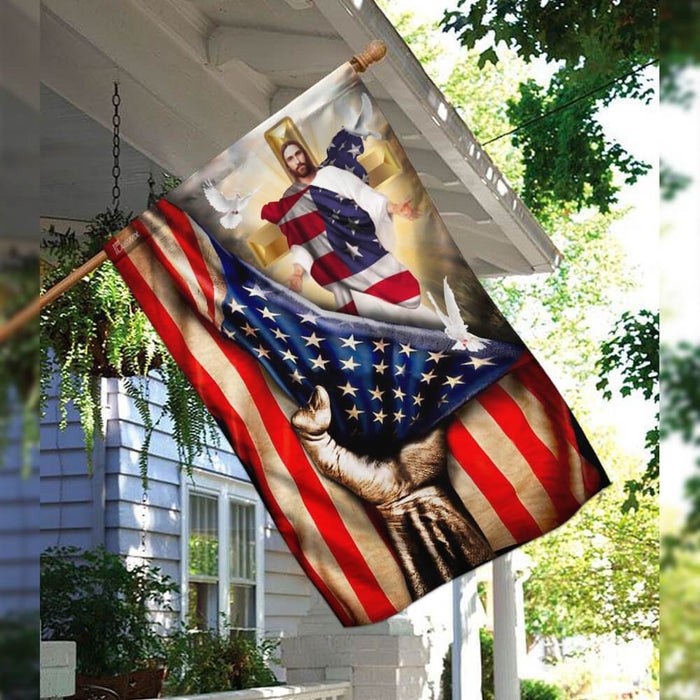 Christian Cross. God Bless America Flag | Garden Flag | Double Sided House Flag - GIFTCUSTOM