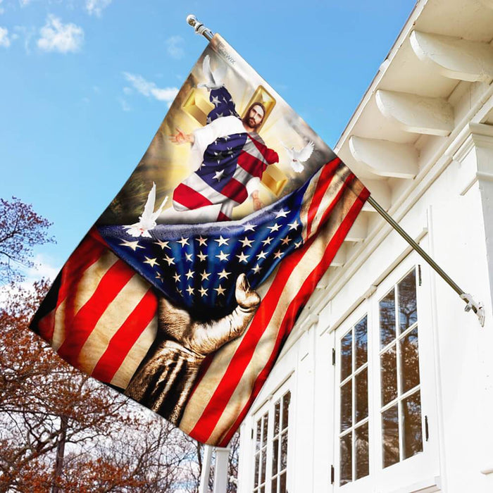 Christian Cross. God Bless America Flag | Garden Flag | Double Sided House Flag - GIFTCUSTOM