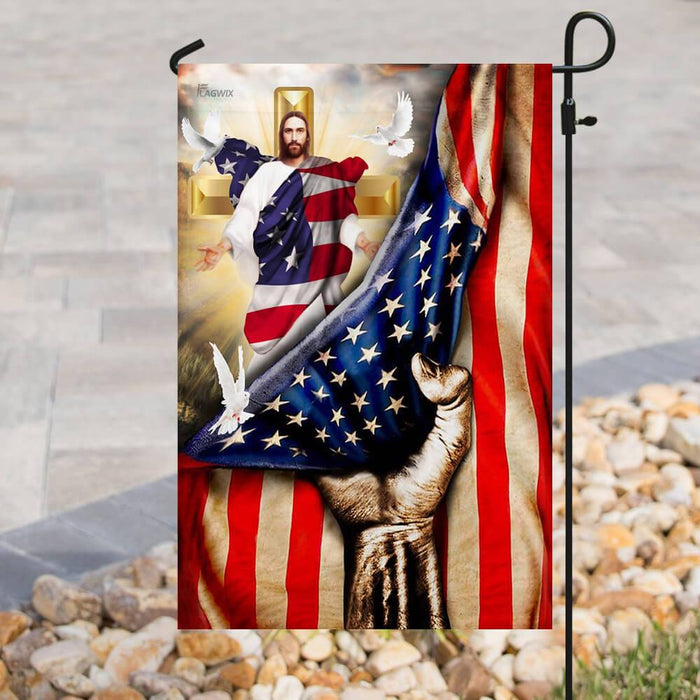 Christian Cross. God Bless America Flag | Garden Flag | Double Sided House Flag - GIFTCUSTOM