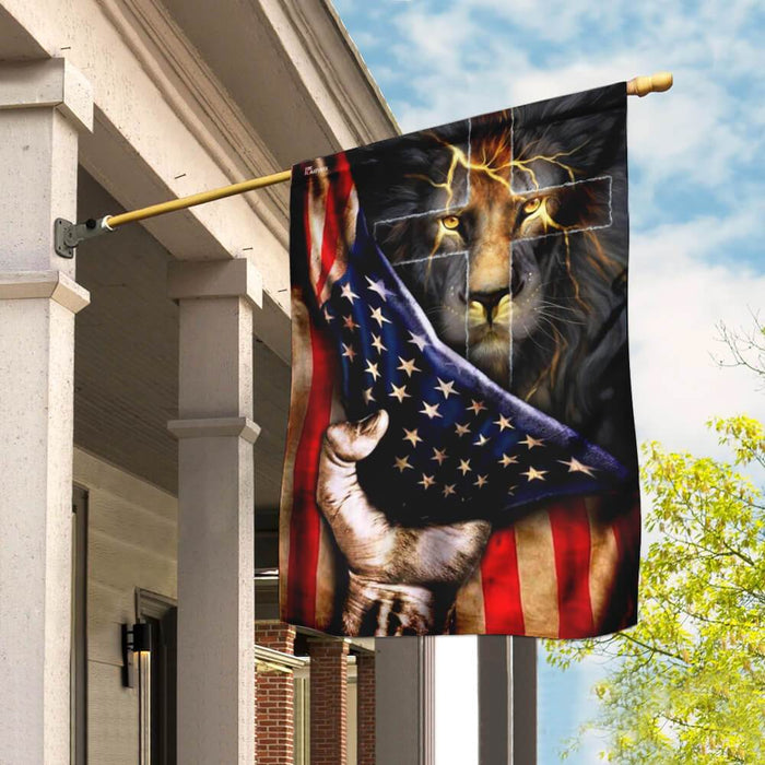 Christian Lion Cross Flag | Garden Flag | Double Sided House Flag - GIFTCUSTOM