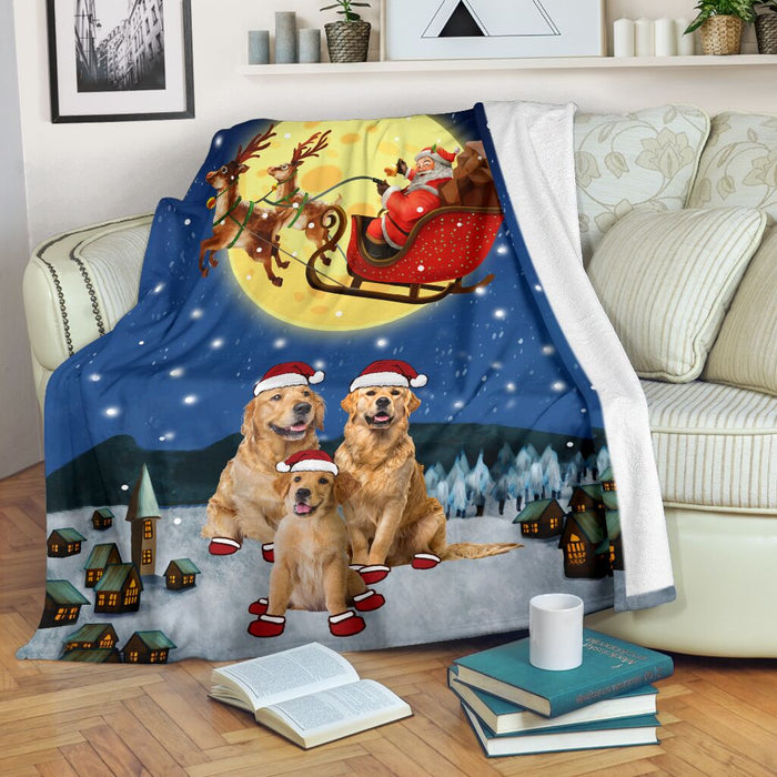 Christmas With Family Golden Retriever Blanket - GIFTCUSTOM