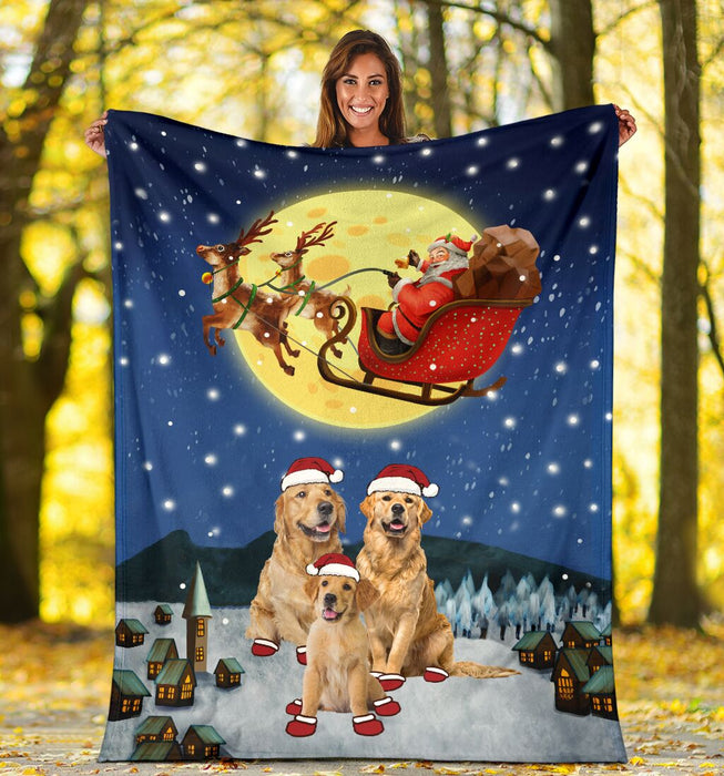 Christmas With Family Golden Retriever Blanket - GIFTCUSTOM