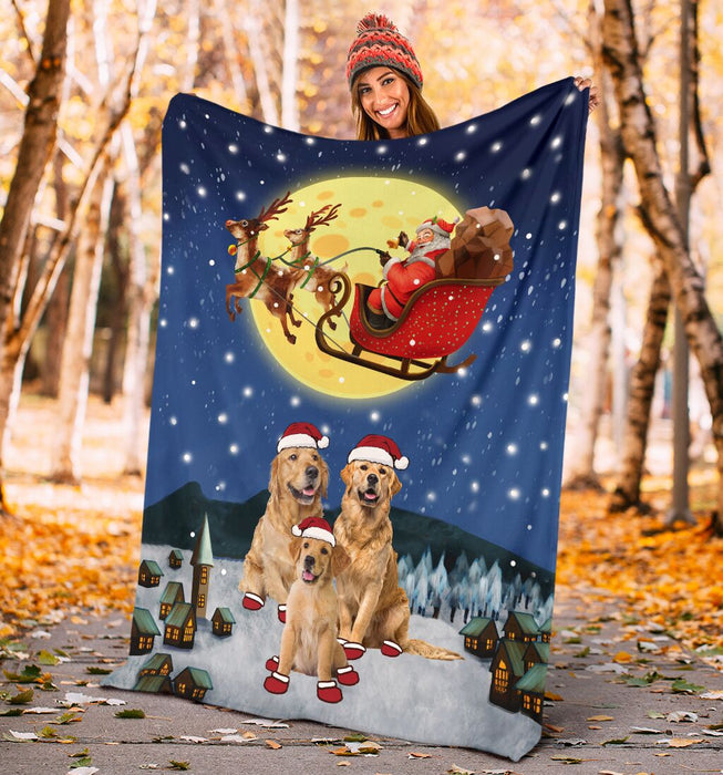 Christmas With Family Golden Retriever Blanket - GIFTCUSTOM