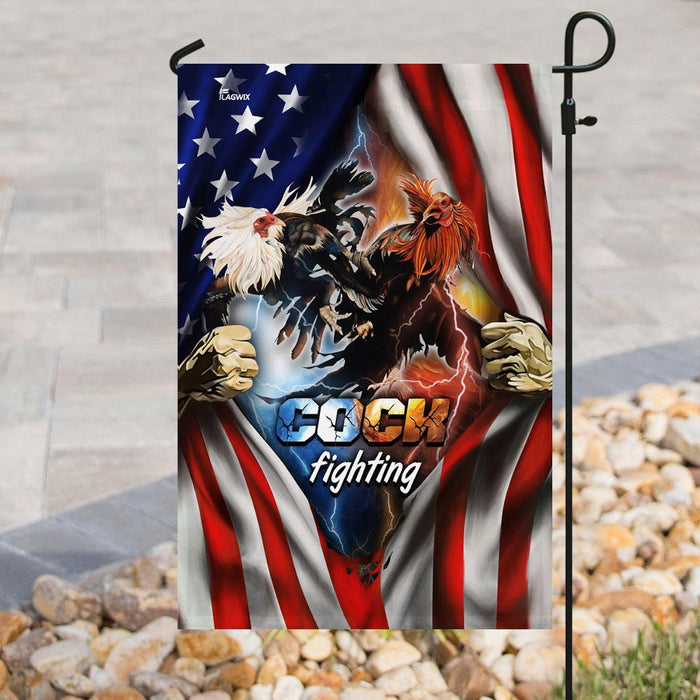 Cockfighting Gamefowl American Flag | Garden Flag | Double Sided House Flag - GIFTCUSTOM