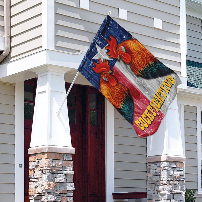 Cockfighting Gamefowl Texas Flag | Garden Flag | Double Sided House Flag - GIFTCUSTOM