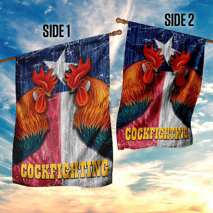 Cockfighting Gamefowl Texas Flag | Garden Flag | Double Sided House Flag - GIFTCUSTOM