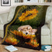 Corgi sunflower premium blanket - GIFTCUSTOM