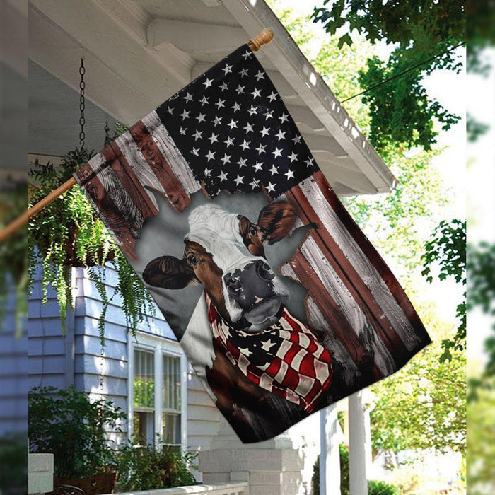 Cow Cattle Farm American US Flag | Garden Flag | Double Sided House Flag - GIFTCUSTOM