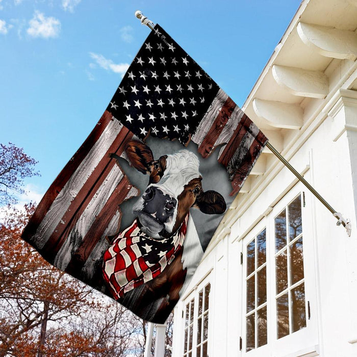 Cow Cattle Farm American US Flag | Garden Flag | Double Sided House Flag - GIFTCUSTOM