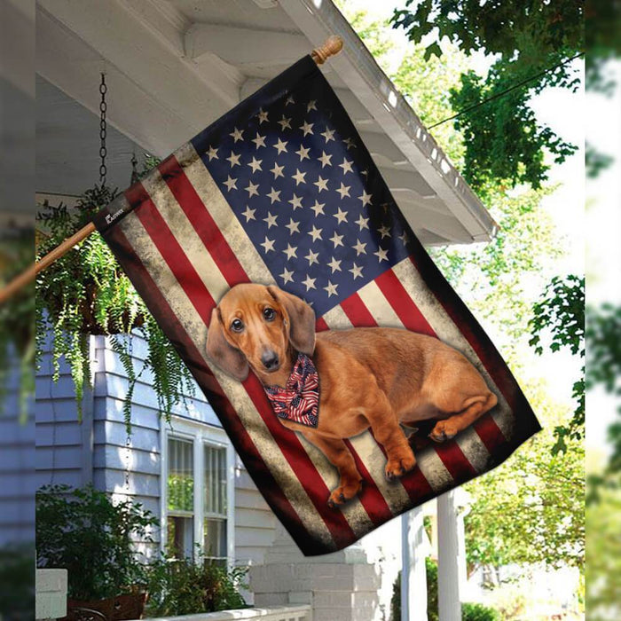 Dachshund American US Flag | Garden Flag | Double Sided House Flag - GIFTCUSTOM