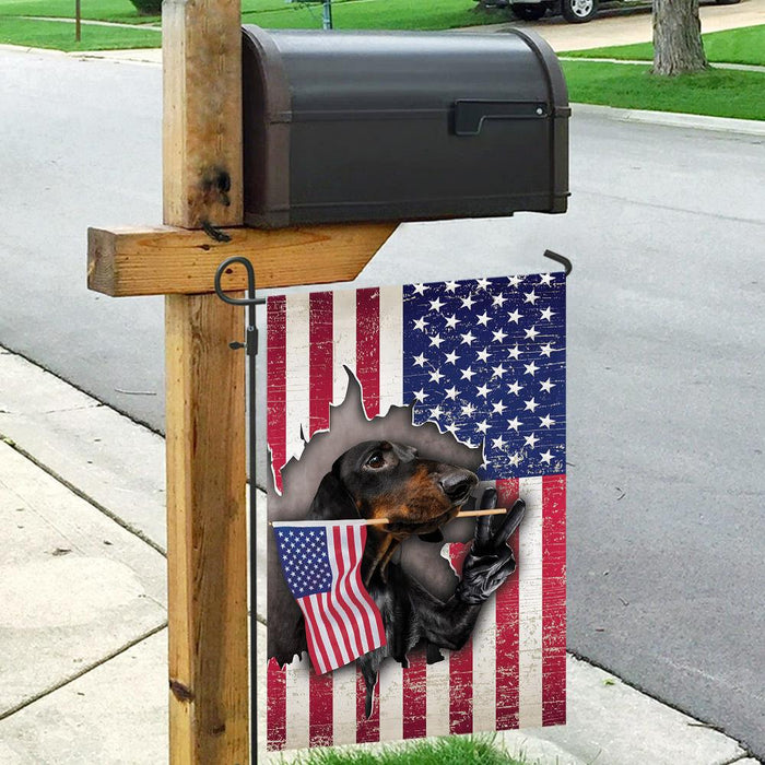 Dachshund American US Flag | Garden Flag | Double Sided House Flag - GIFTCUSTOM