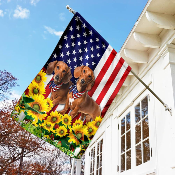 Dachshund American US Flag | Garden Flag | Double Sided House Flag - GIFTCUSTOM