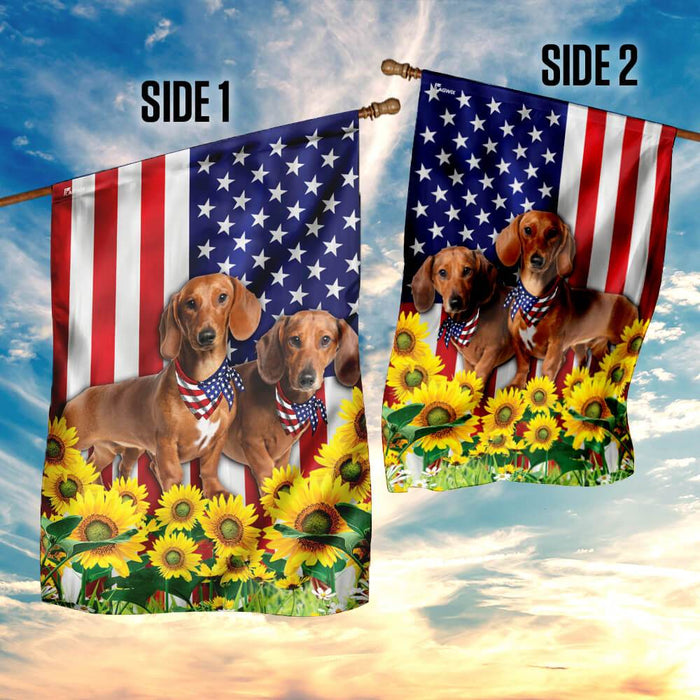 Dachshund American US Flag | Garden Flag | Double Sided House Flag - GIFTCUSTOM