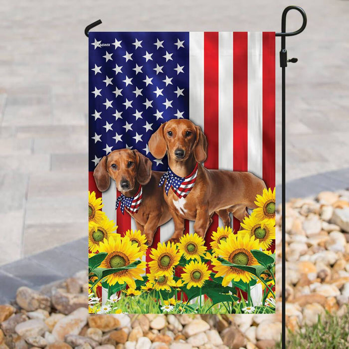 Dachshund American US Flag | Garden Flag | Double Sided House Flag - GIFTCUSTOM