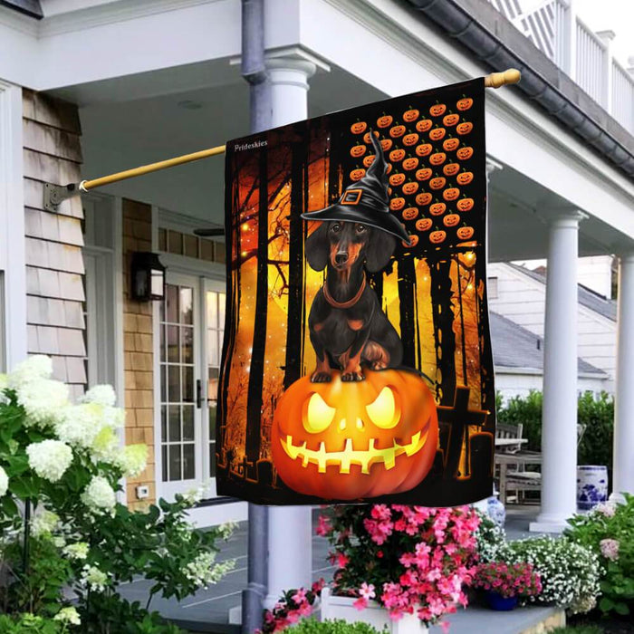 Dachshund Halloween Pumpkin America Flag | Garden Flag | Double Sided House Flag - GIFTCUSTOM