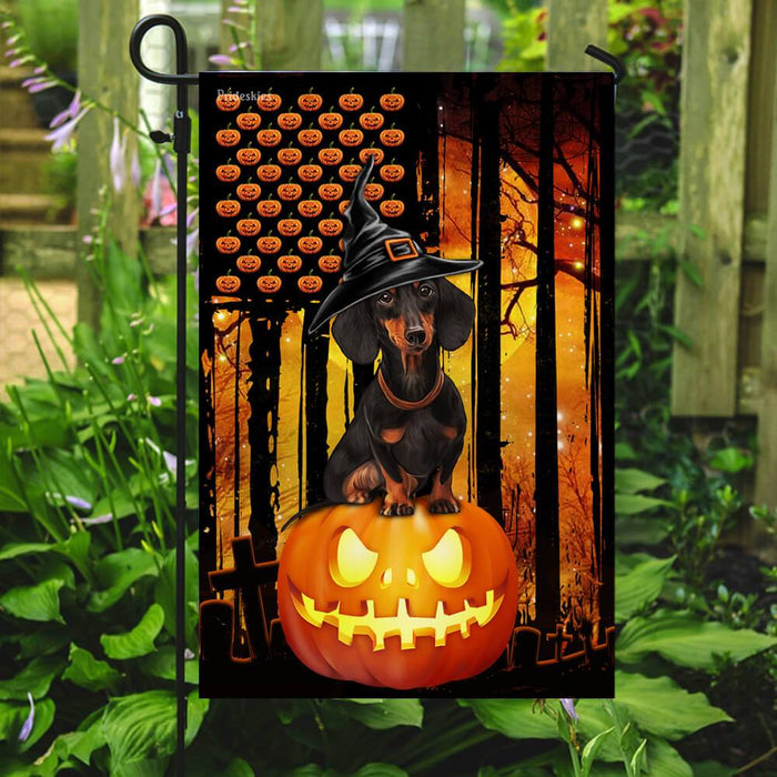 Dachshund Halloween Pumpkin America Flag | Garden Flag | Double Sided House Flag - GIFTCUSTOM