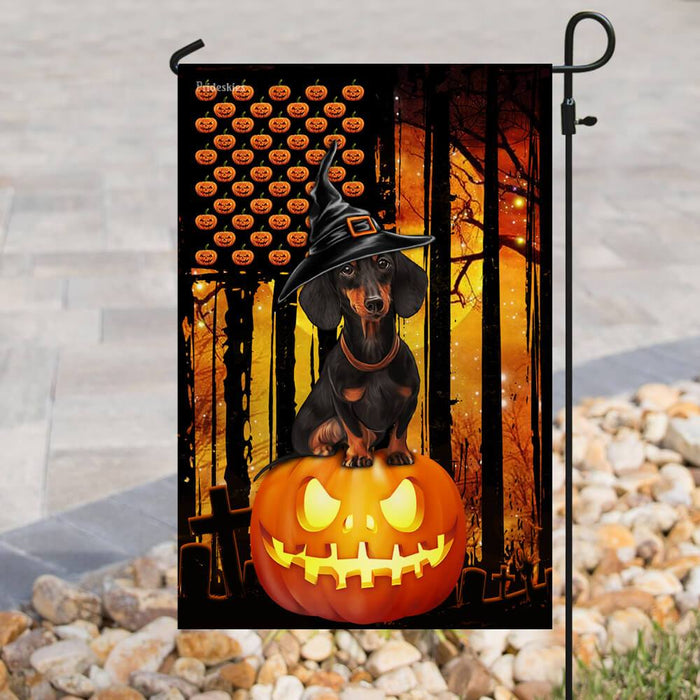 Dachshund Halloween Pumpkin America Flag | Garden Flag | Double Sided House Flag - GIFTCUSTOM