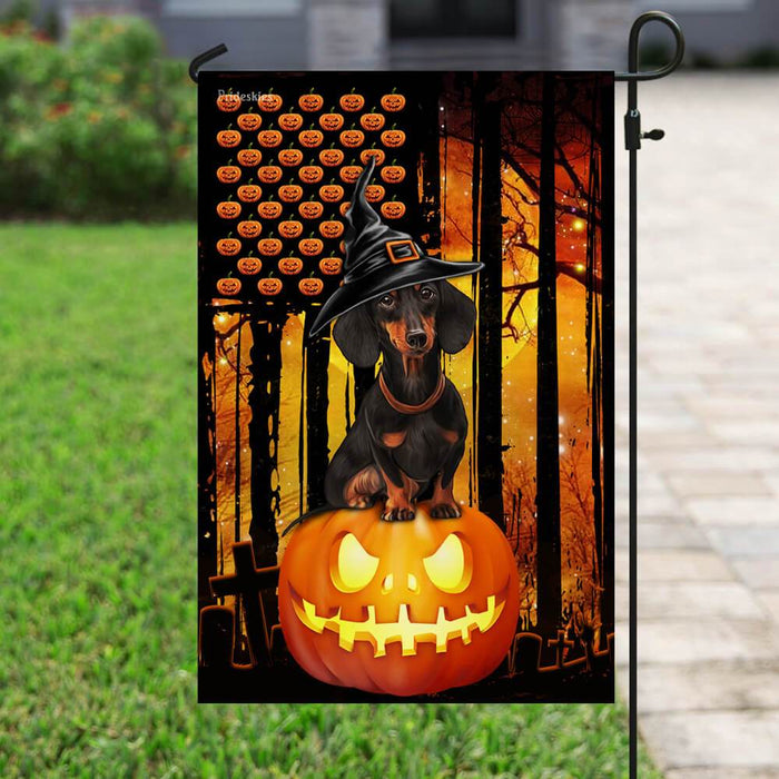 Dachshund Halloween Pumpkin America Flag | Garden Flag | Double Sided House Flag - GIFTCUSTOM