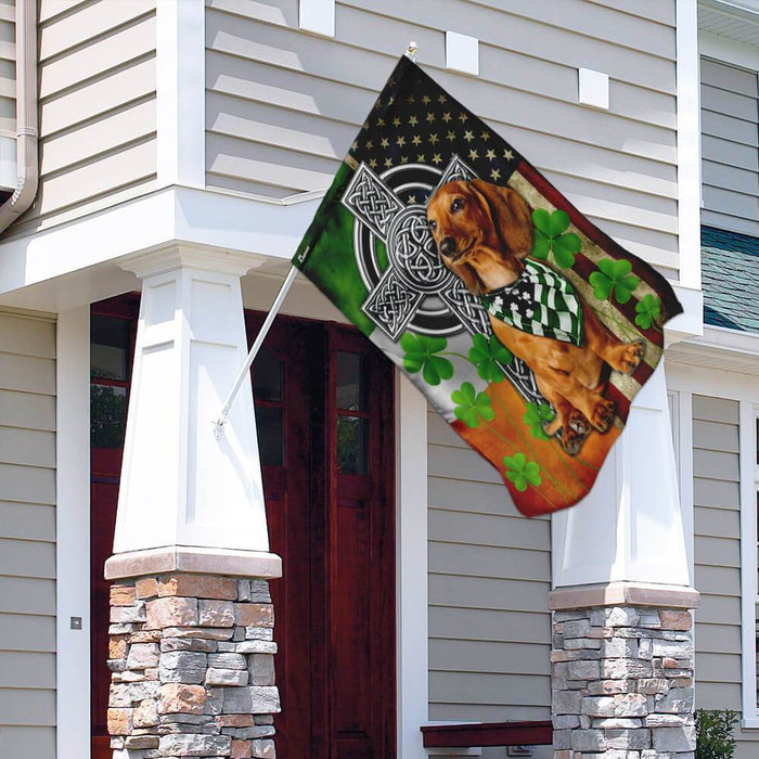 Dachshund Irish Cross Flag | Garden Flag | Double Sided House Flag - GIFTCUSTOM