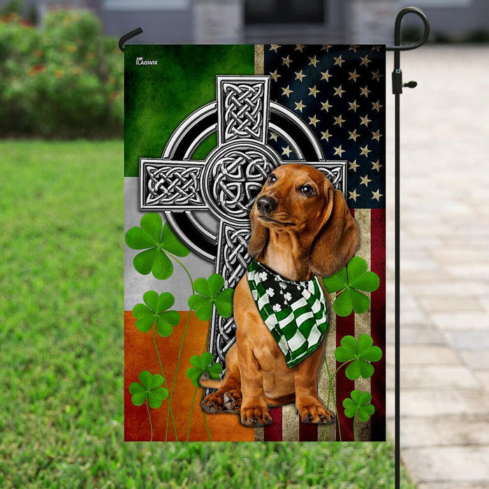 Dachshund Irish Cross Flag | Garden Flag | Double Sided House Flag - GIFTCUSTOM