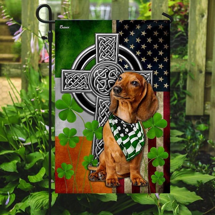 Dachshund Irish Cross Flag | Garden Flag | Double Sided House Flag - GIFTCUSTOM