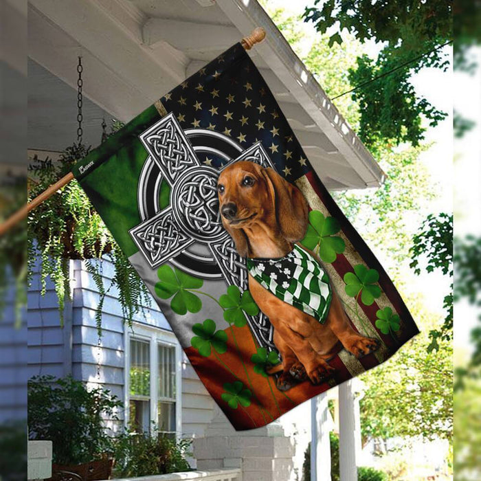 Dachshund Irish Cross Flag | Garden Flag | Double Sided House Flag - GIFTCUSTOM