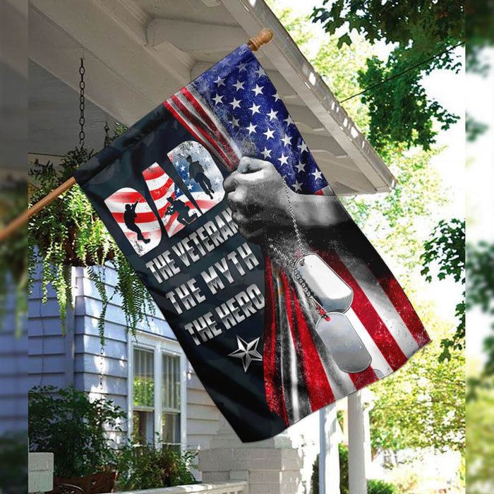 Daddy The Hero Veteran Flag | Garden Flag | Double Sided House Flag - GIFTCUSTOM