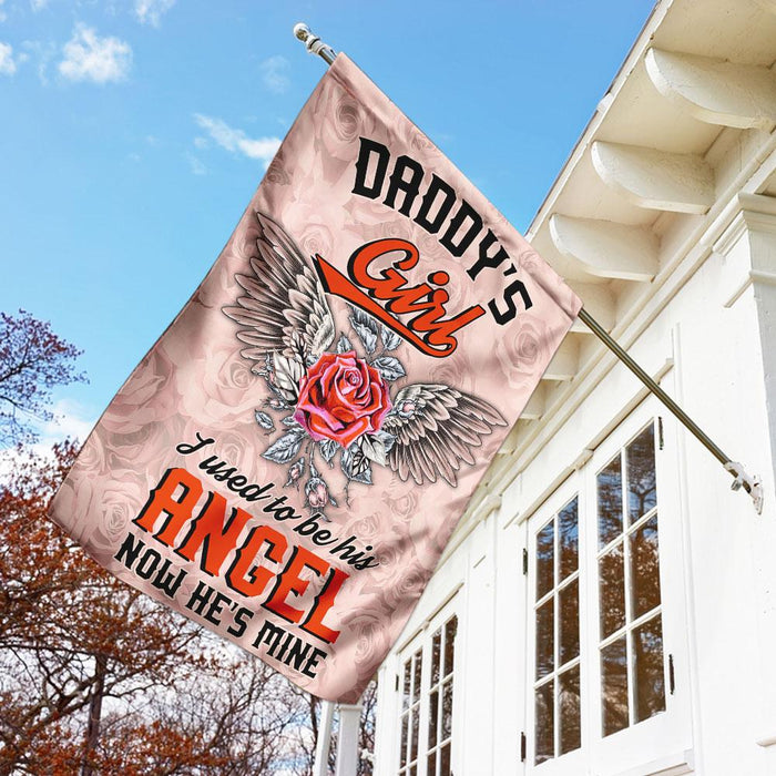 Daddy’s Girl I Used To Be His Angel Now He Is Mine Flag | Garden Flag | Double Sided House Flag - GIFTCUSTOM