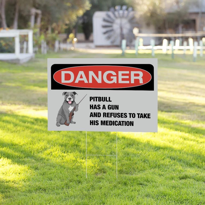 DANGER PITBULL Yard Sign (24 x 18 inches) - GIFTCUSTOM