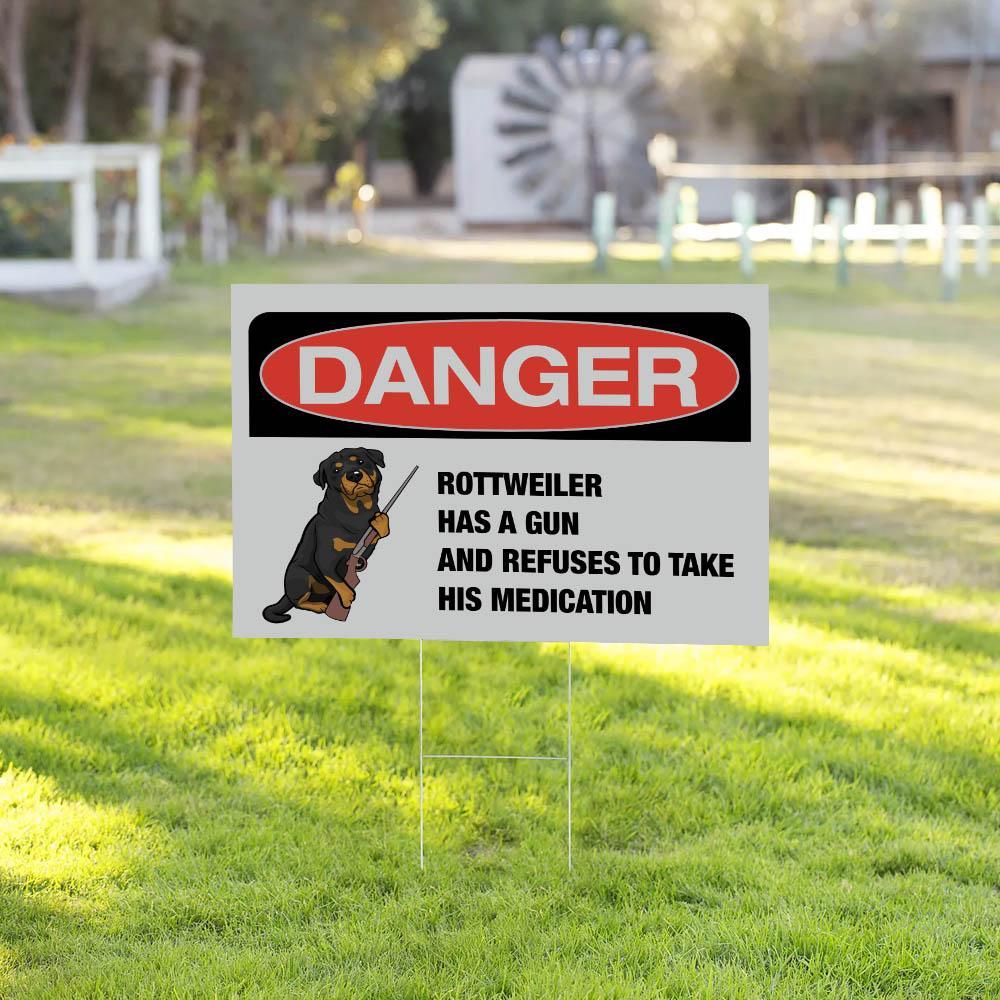 DANGER ROTTWEILER Yard Sign (24 x 18 inches) - GIFTCUSTOM