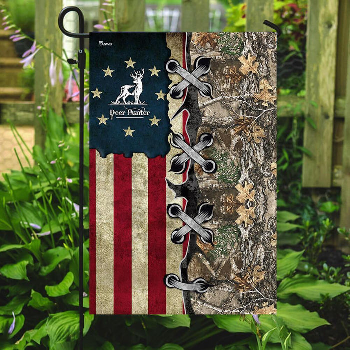 Deer Hunting American US Flag | Garden Flag | Double Sided House Flag - GIFTCUSTOM
