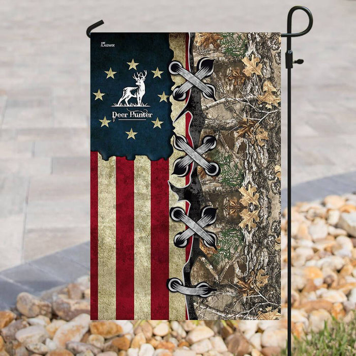 Deer Hunting American US Flag | Garden Flag | Double Sided House Flag - GIFTCUSTOM