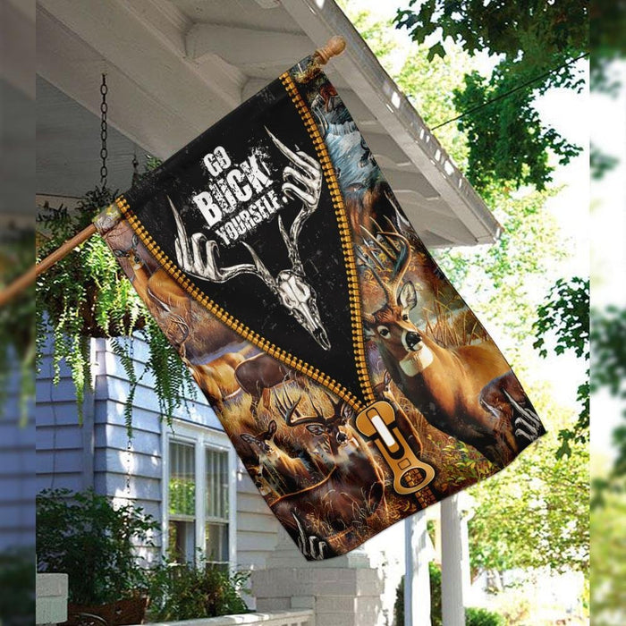 Deer Hunting Go Buck Yourself Flag | Garden Flag | Double Sided House Flag - GIFTCUSTOM