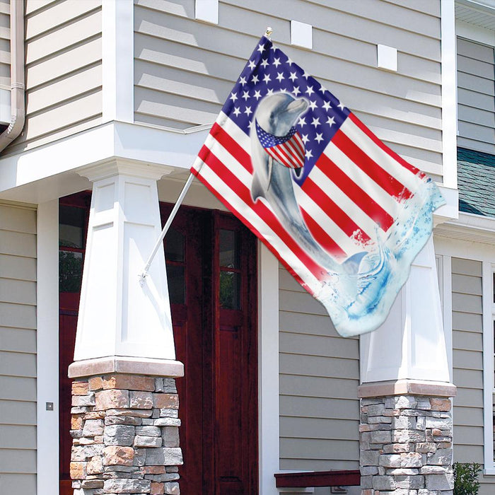 Dolphin American Flag | Garden Flag | Double Sided House Flag - GIFTCUSTOM