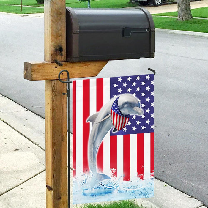 Dolphin American Flag | Garden Flag | Double Sided House Flag - GIFTCUSTOM