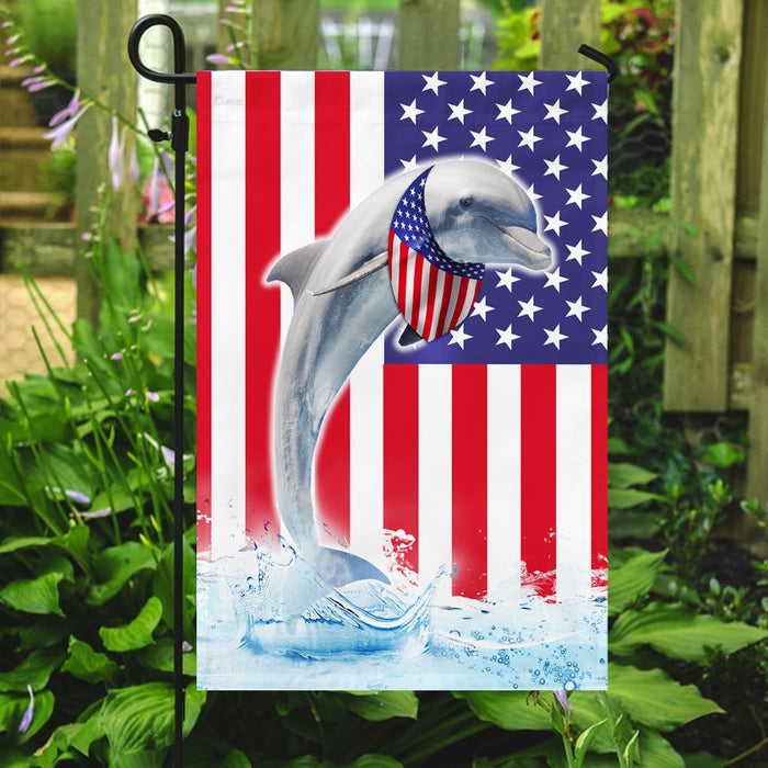 Dolphin American Flag | Garden Flag | Double Sided House Flag - GIFTCUSTOM