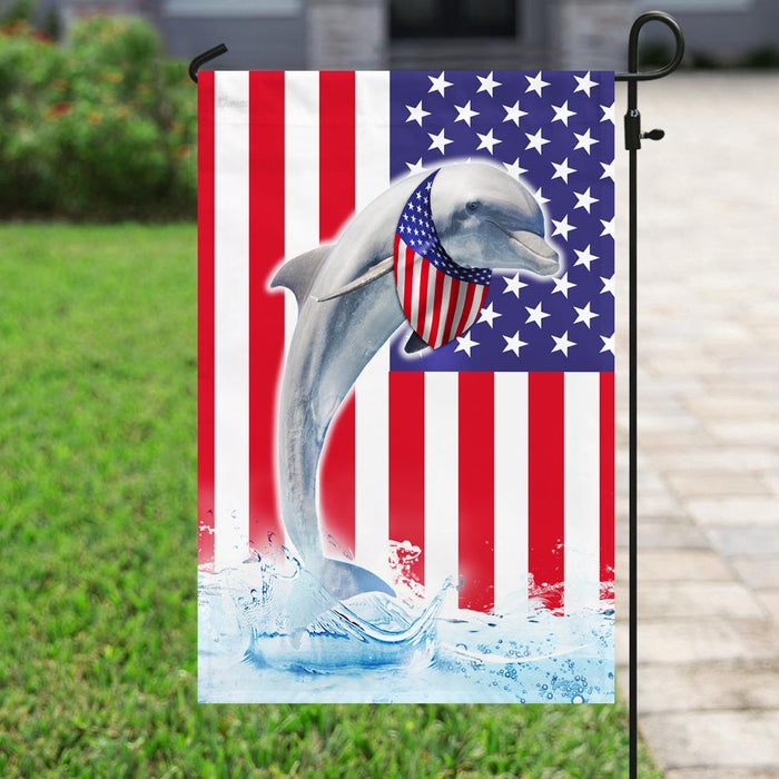 Dolphin American Flag | Garden Flag | Double Sided House Flag - GIFTCUSTOM