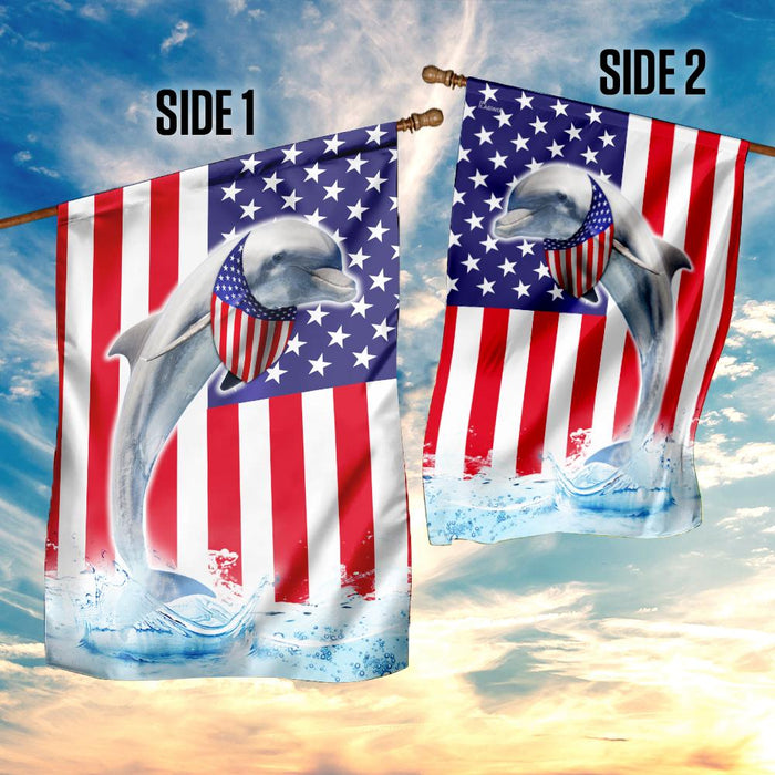 Dolphin American Flag | Garden Flag | Double Sided House Flag - GIFTCUSTOM