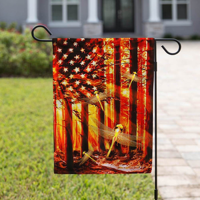 Dragonfly American US Flag | Garden Flag | Double Sided House Flag - GIFTCUSTOM