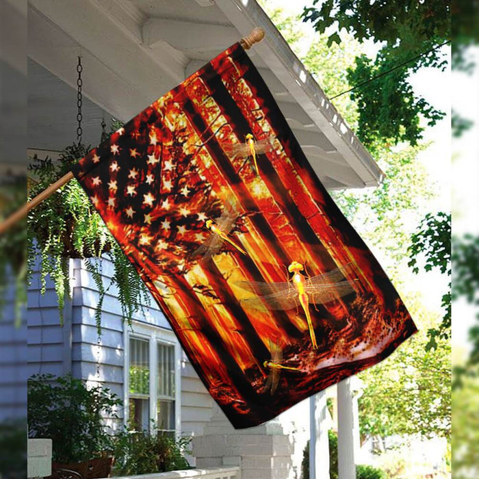 Dragonfly American US Flag | Garden Flag | Double Sided House Flag - GIFTCUSTOM