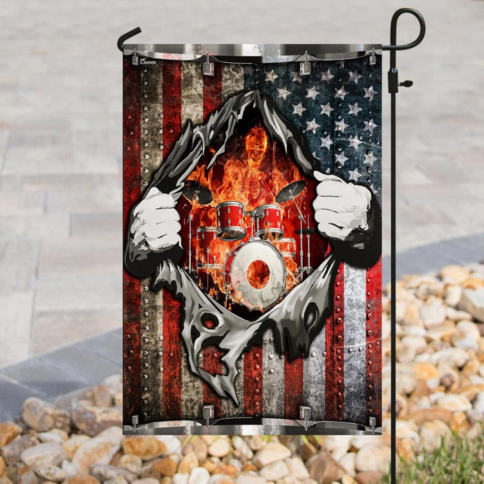 Drums And American Flag | Garden Flag | Double Sided House Flag - GIFTCUSTOM