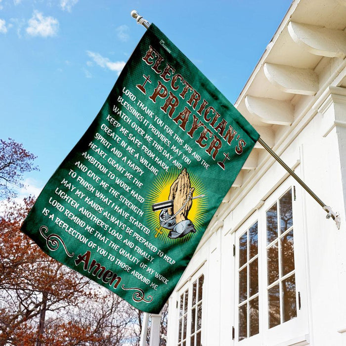 Electricians Prayer Flag | Garden Flag | Double Sided House Flag - GIFTCUSTOM