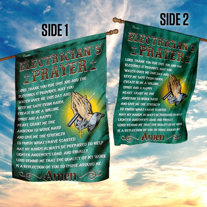 Electricians Prayer Flag | Garden Flag | Double Sided House Flag - GIFTCUSTOM